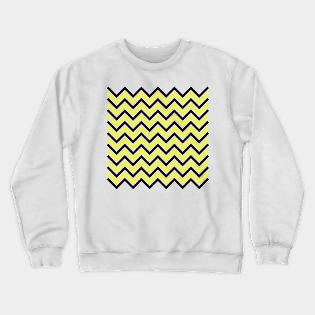 Zigzag Lines - Black Yellow Crewneck Sweatshirt by SanTees